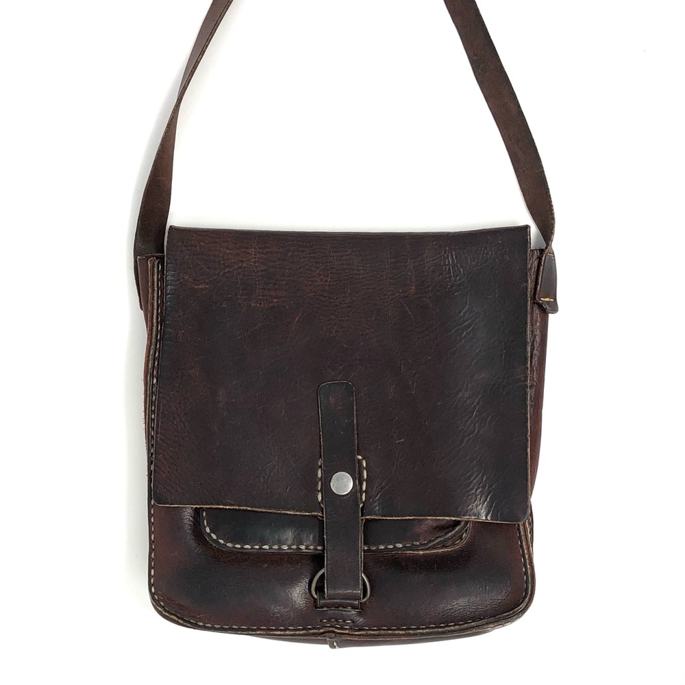 Handmade / hand stitched vintage leather saddle bag shoulder purse